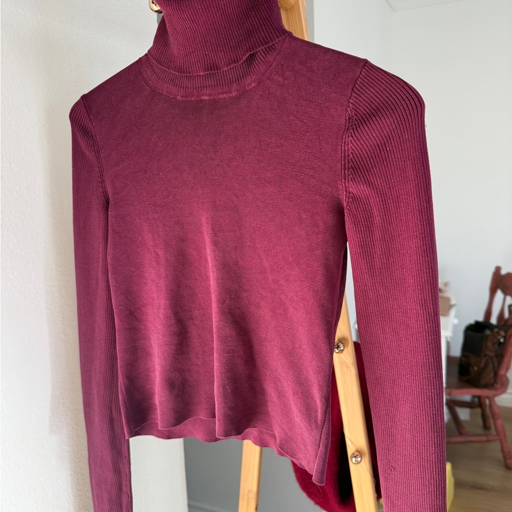 Chic Burgundy Turtleneck Sweater